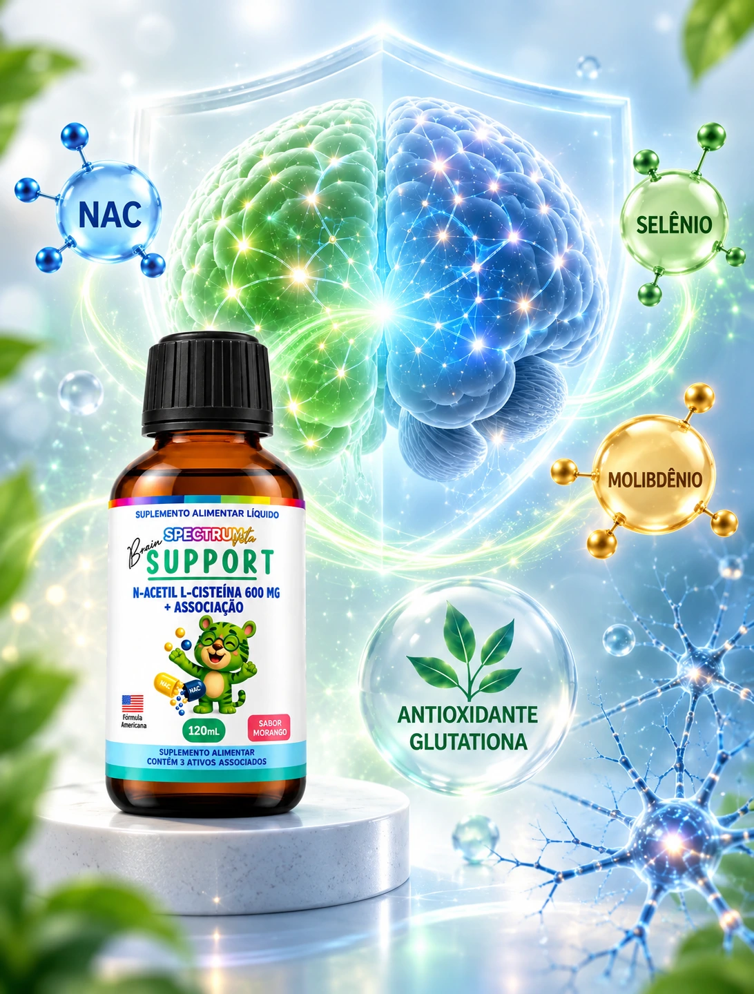 Spectrum Brain Support com foco em suporte antioxidante e cerebral